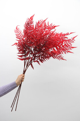 Yapay Retro Uzun Eğrelti Dalı 100 cm Bordo - 3