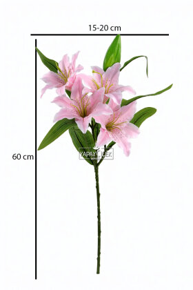 Yapay Çiçek 4lu Grup Heranın Çiçeği Dalı 58 cm Pembe - 3