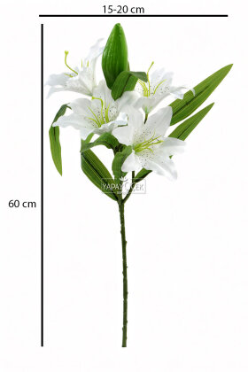 Yapay Çiçek 4lu Grup Heranın Çiçeği Dalı 58 cm Beyaz - 3