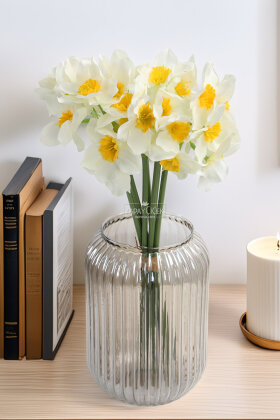 Yapay Yabani 24'lü Sıklamen Çiçeği Demeti 40 cm Beyaz - 2