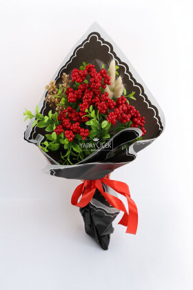 Yapay Yeni Yıl Kokina Buketi 30 cm Yeni Yıl Hediyesi - Yapay Çiçek Deposu