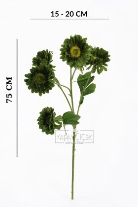 Yapay Çiçek 6 Çiçekli Fransız Gerberası Dalı 75 cm Yeşil - 4