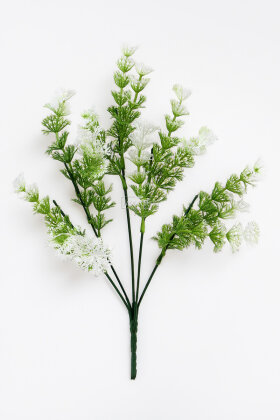  Yapay Yeşillik 5 Dallı Kar Tanesi Demeti 35 cm Yeşil-Beyaz - 3