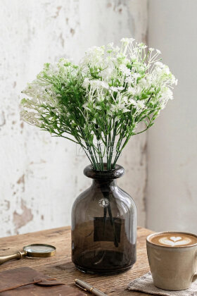  Yapay Yeşillik 5 Dallı Kır Mürveri Demeti 33 cm Yeşil-Beyaz - Yapay Çiçek Deposu