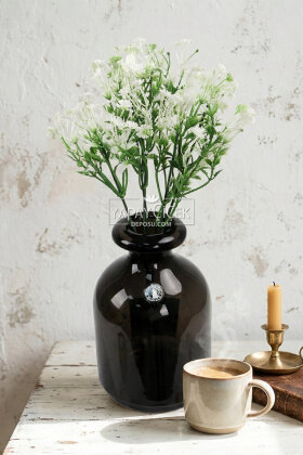  Yapay Yeşillik 5 Dallı Kır Mürveri Demeti 33 cm Yeşil-Beyaz - 2