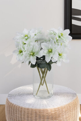 Yapay 5 Çiçekli Star Çiçeği 30 cm Beyaz - 2