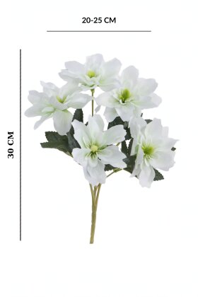 Yapay 5 Çiçekli Star Çiçeği 30 cm Beyaz - 4