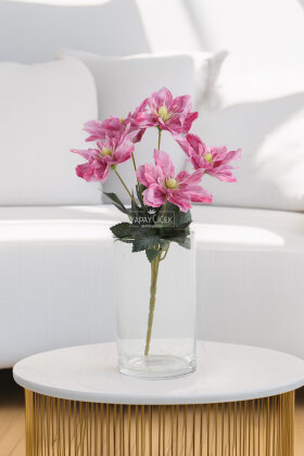 Yapay 5 Çiçekli Star Çiçeği 30 cm Fuşya - 2