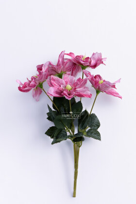 Yapay 5 Çiçekli Star Çiçeği 30 cm Fuşya - 3