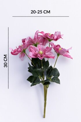Yapay 5 Çiçekli Star Çiçeği 30 cm Fuşya - 4