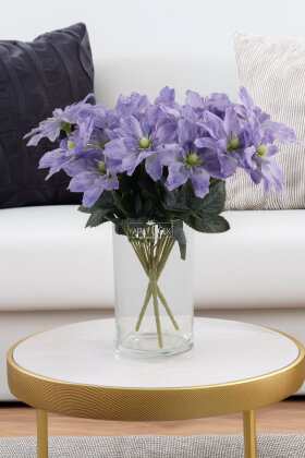 Yapay 5 Çiçekli Star Çiçeği 30 cm Lila - 2