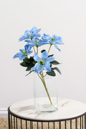 Yapay 5 Çiçekli Star Çiçeği 30 cm Mavi - 3