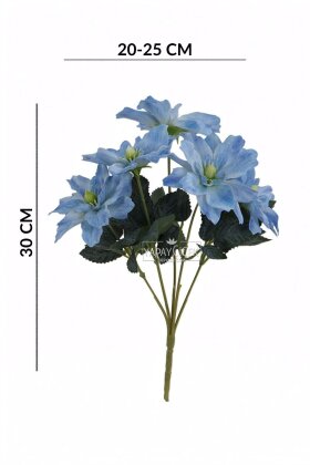 Yapay 5 Çiçekli Star Çiçeği 30 cm Mavi - 5