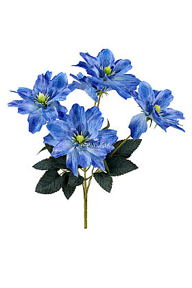 Yapay 5 Çiçekli Star Çiçeği 30 cm Mavi - 3