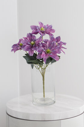 Yapay 5 Çiçekli Star Çiçeği 30 cm Mor - 3