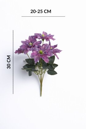 Yapay 5 Çiçekli Star Çiçeği 30 cm Mor - 5