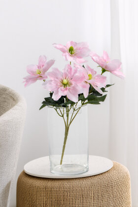 Yapay 5 Çiçekli Star Çiçeği 30 cm Pudra Pembe - 3