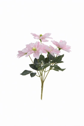 Yapay 5 Çiçekli Star Çiçeği 30 cm Pudra Pembe - 4