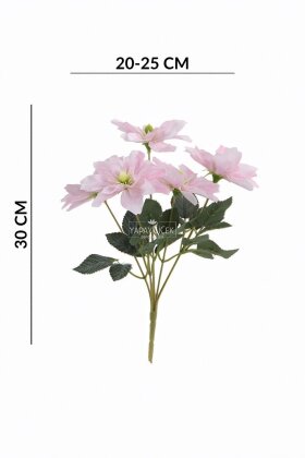 Yapay 5 Çiçekli Star Çiçeği 30 cm Pudra Pembe - 5