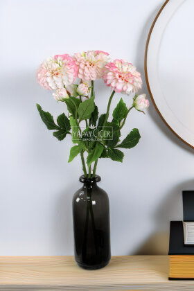 Yapay Çiçek Lüx Goncalı Zinnia Dalı 60 cm Ebruli Pembe - Yapay Çiçek Deposu