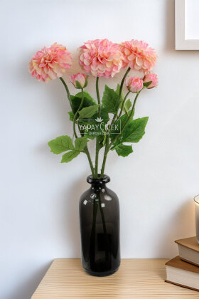 Yapay Çiçek Lüx Goncalı Zinnia Dalı 60 cm Somon-Pembe - Yapay Çiçek Deposu