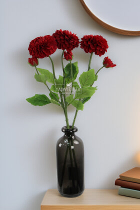 Yapay Çiçek Lüx Goncalı Zinnia Dalı 60 cm Bordo - Yapay Çiçek Deposu