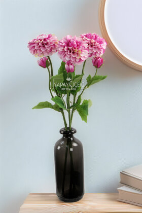 Yapay Çiçek Lüx Goncalı Zinnia Dalı 60 cm Fuşya - Yapay Çiçek Deposu