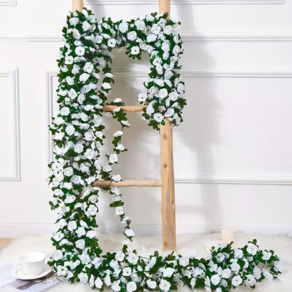 Yapay Mini Güllü Sarılabilir Sarmaşık 240 cm Beyaz - 3