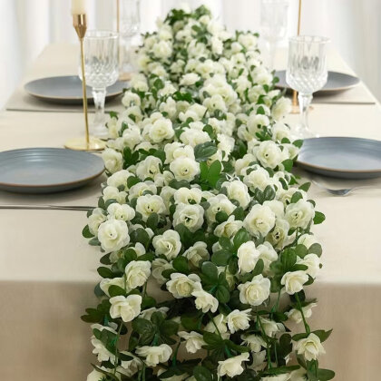 Yapay Mini Güllü Sarılabilir Sarmaşık 240 cm Beyaz - 6