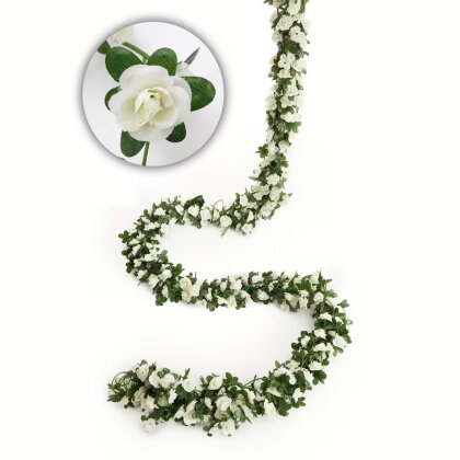 Yapay Mini Güllü Sarılabilir Sarmaşık 240 cm Beyaz - 8