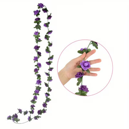 Yapay Mini Güllü Sarılabilir Sarmaşık 240 cm Mor-Lila - 2