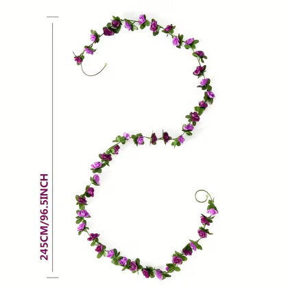 Yapay Mini Güllü Sarılabilir Sarmaşık 240 cm Mor-Lila - 3