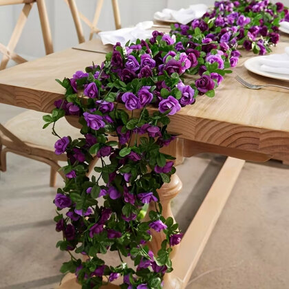 Yapay Mini Güllü Sarılabilir Sarmaşık 240 cm Mor-Lila - 4