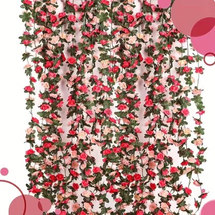 Yapay Mini Güllü Sarılabilir Sarmaşık 240 cm Pembe-somon - 6