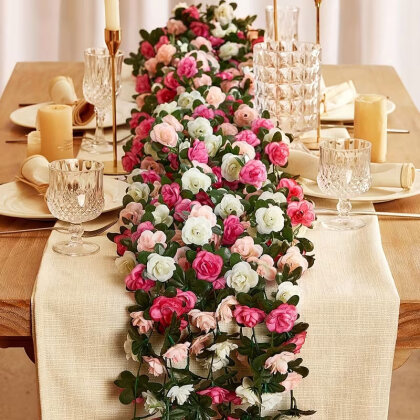 Yapay Mini Güllü Sarılabilir Sarmaşık 240 cm Pembe-somon - 7