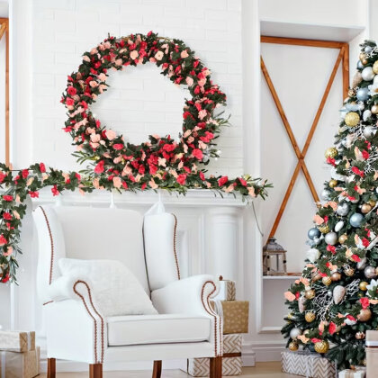 Yapay Mini Güllü Sarılabilir Sarmaşık 240 cm Pembe-somon - 8