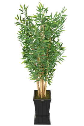 Ahşap Saksıda Yapay Bambu Ağacı 9 Çubuklu 180 cm - 1