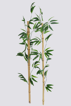 120 cm Yapay 8 Dal Yapraklı Doğal Bambu Çubuk - 1