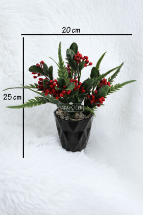 Yapay Çiçek Saksıda Kokinalı Hançer Bitkisi Yeni Yıl Masa Çiçeği 25 cm - 3