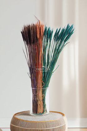3 Demet Yerli Kuru Başak (3 Farklı Renk) 60 cm - Yapay Çiçek Deposu