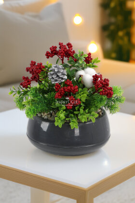 Yapay Yuvarlak Yeni Yıl Yılbaşı Kokina Tanzimi 30 cm - Yapay Çiçek Deposu