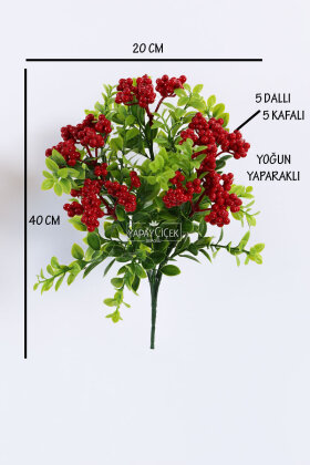 Yapay Çiçek 5 Dallı Yoğun Yapraklı Ruscus Kokina Demeti 33 cm 2026 Yılbaşı Özel - 6