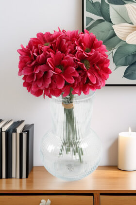 Yapay 9 Dallı Yoğun Mayıs Papatyası Demeti 30 cm Fuşya - 2