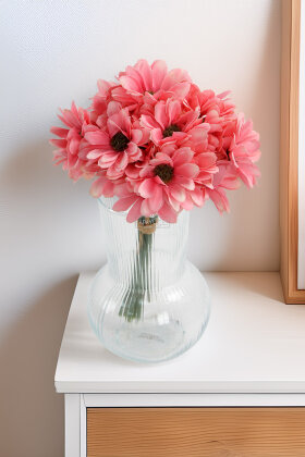 Yapay 9 Dallı 36 Çiçekli Yoğun Mayıs Papatyası Demeti 30 cm Pembe - 2