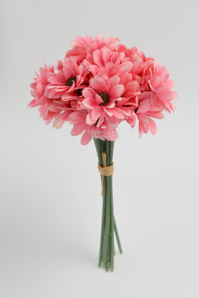 Yapay 9 Dallı 36 Çiçekli Yoğun Mayıs Papatyası Demeti 30 cm Pembe - 3