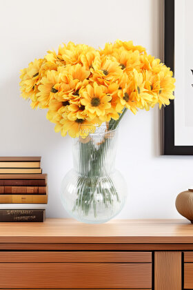 Yapay 9 Dallı 36 Çiçekli Yoğun Mayıs Papatyası Demeti 30 cm Sarı - Yapay Çiçek Deposu