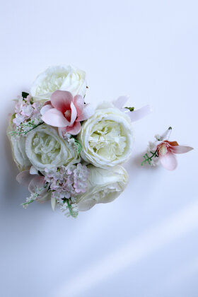 Zamanın Ötesi Şakayık-Manolya Gelin Buketi 2li Set - 2