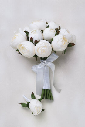 Zarif Dokunuş Gelin Buketi 2li Set - Yapay Çiçek Deposu