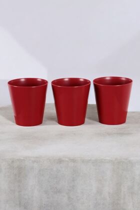 Zarif Orkide Saksısı 3lü Set Bordo 1,2 Litre - 3
