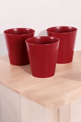 Zarif Orkide Saksısı 3lü Set Bordo 1,2 Litre - 4